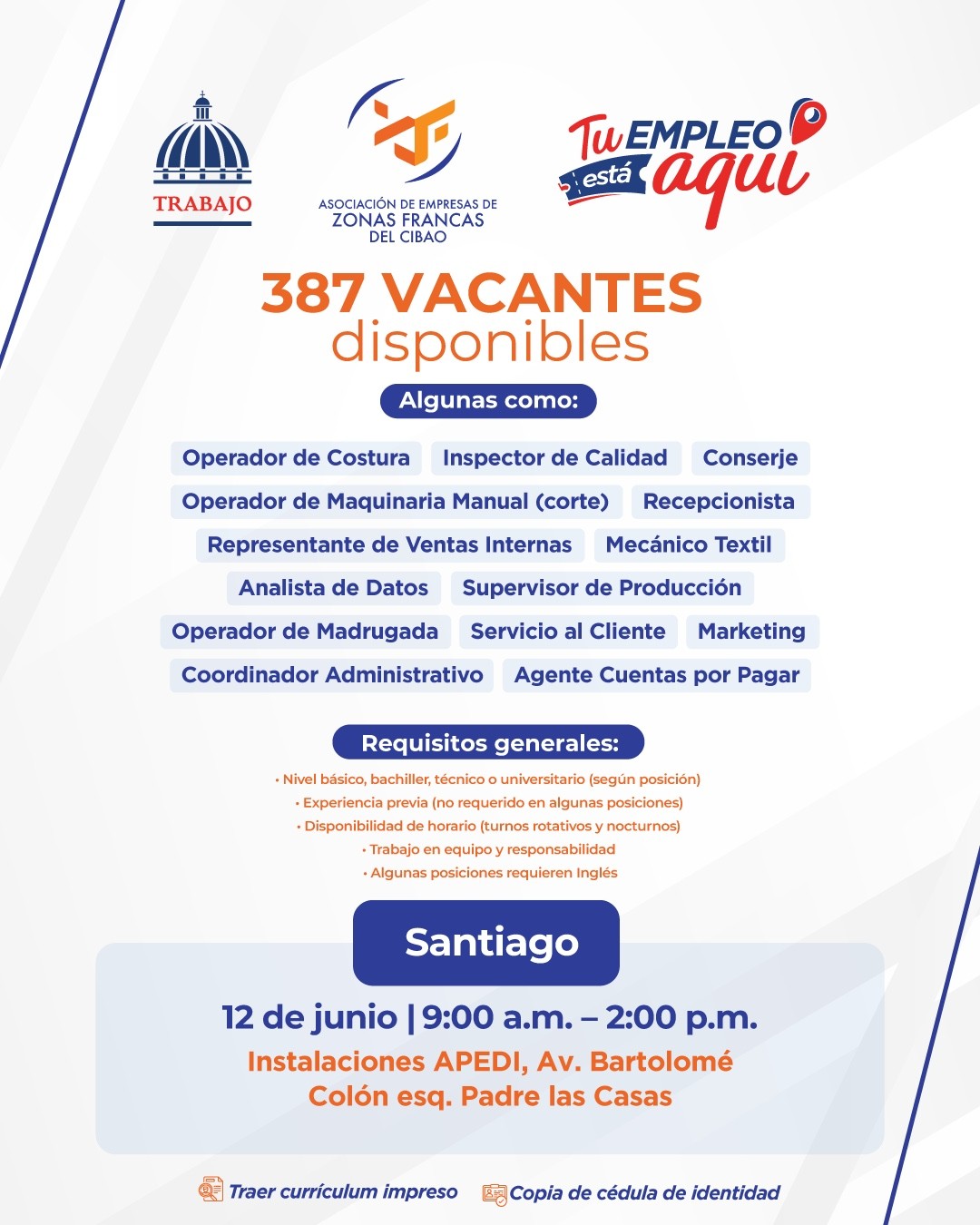 AZOCIBAO Y MINISTERIO DE TRABAJO ORGANIZAN FERIA DE EMPLEOS.